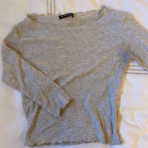 Brandy Melville grey rib boat neck top
